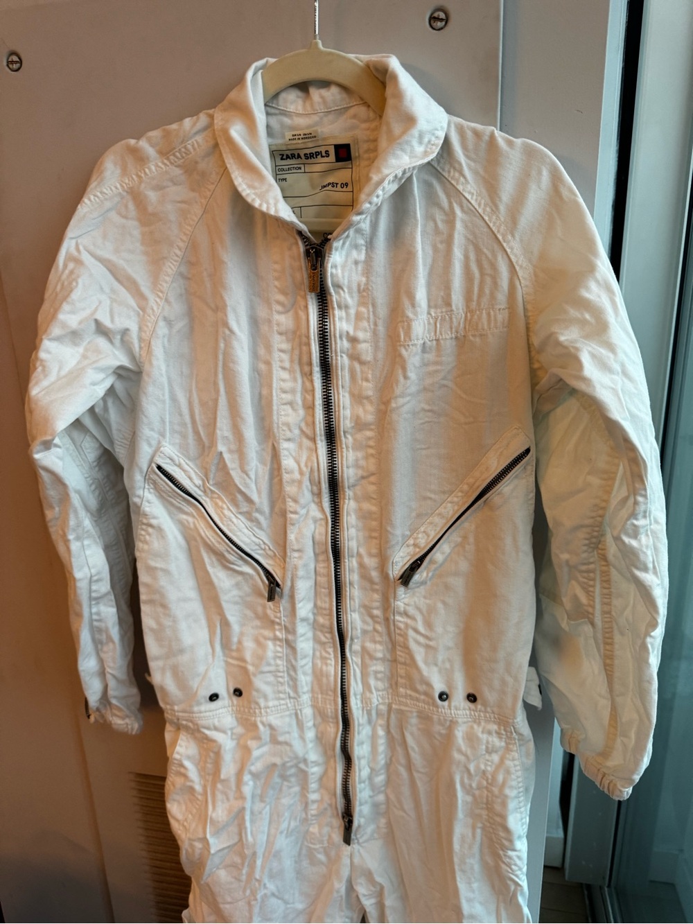 Zara‎ SRPLS Utility Jumpsuit White Zip Front Sz S/M - Picture 6 of 10
